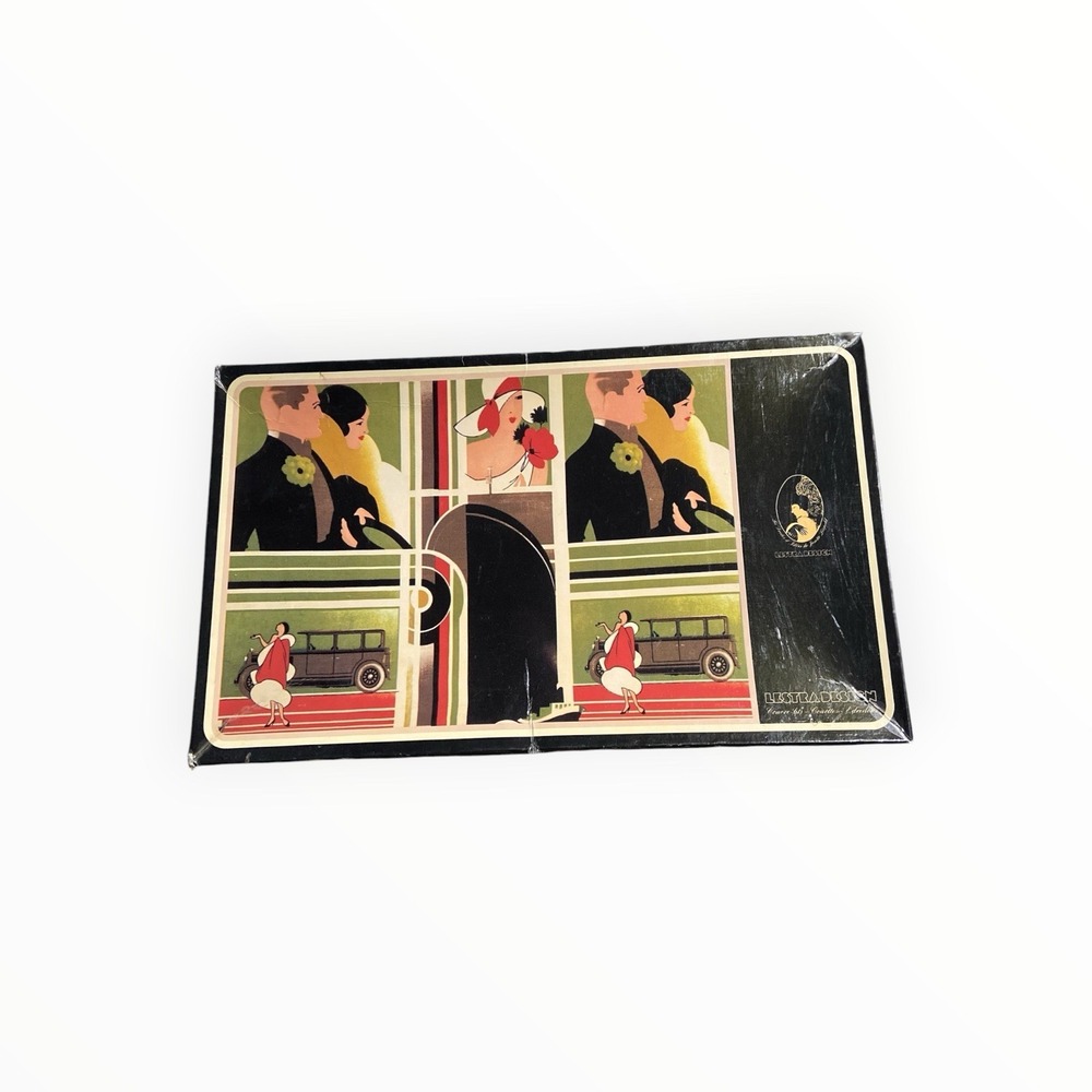 Vintage Lestra Design Art Deco 1500 Piece Puzzle Complete Retro Couples Cars